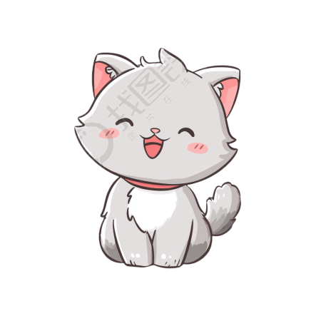 灰色猫贴纸插画