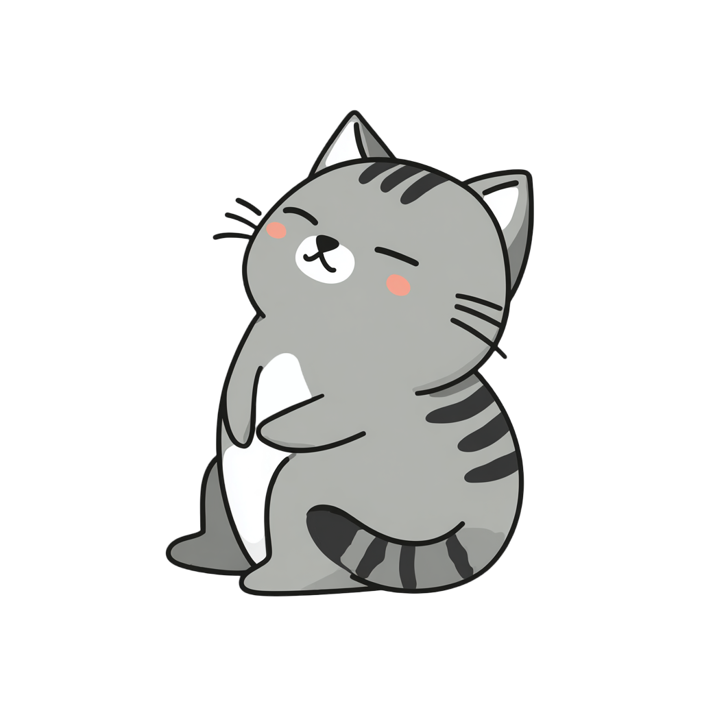 灰色猫透明背景插画