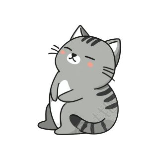 灰色猫透明背景插画