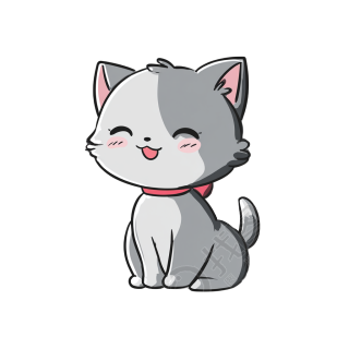 灰色猫贴纸元素