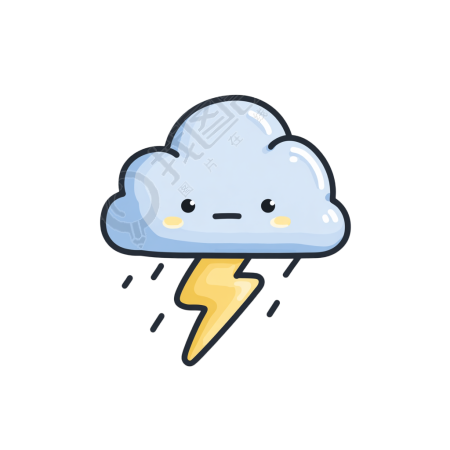 降雨卡通闪电元素