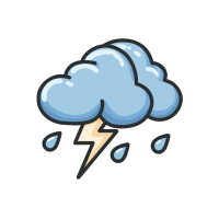 降雨卡通闪电素材