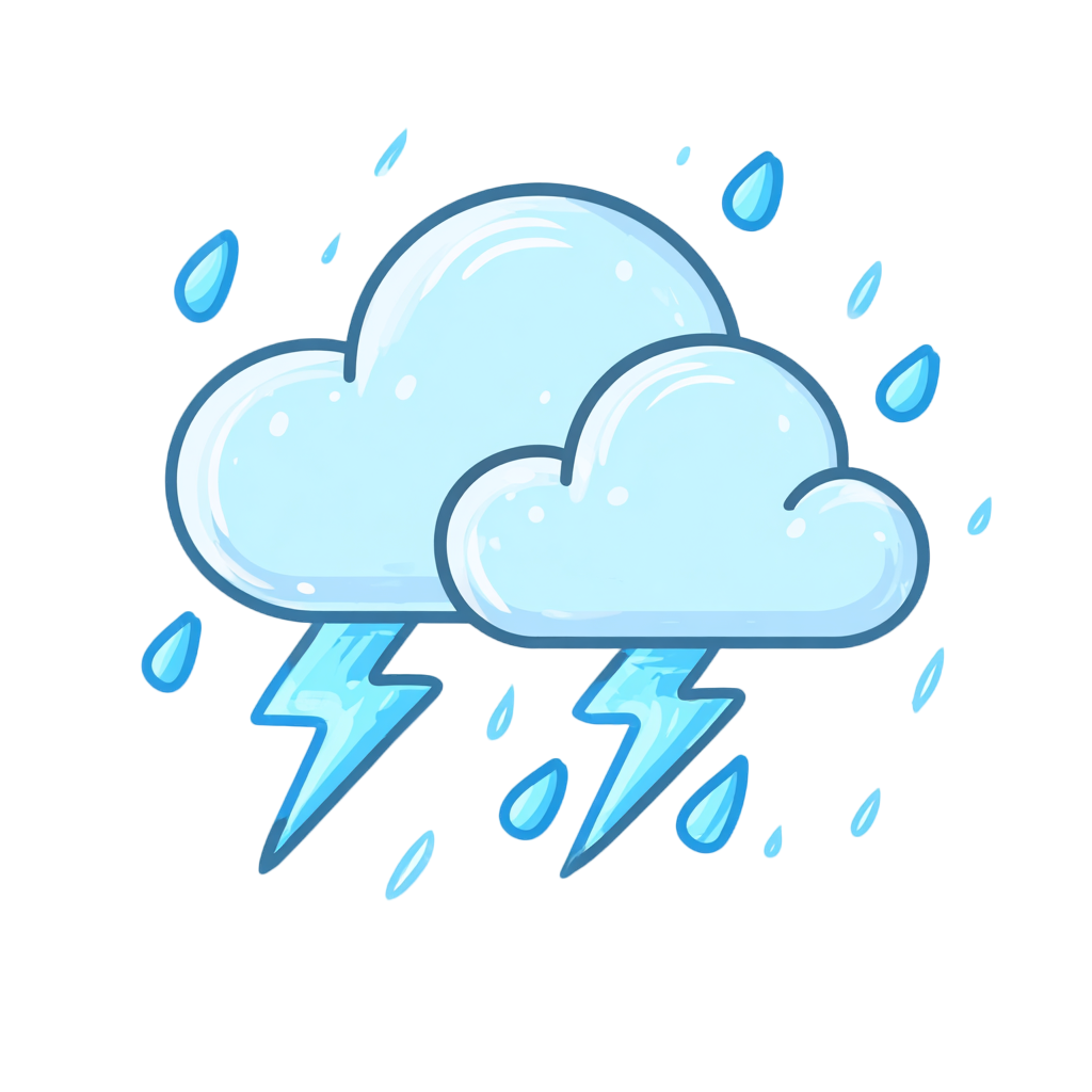 降雨卡通闪电插画