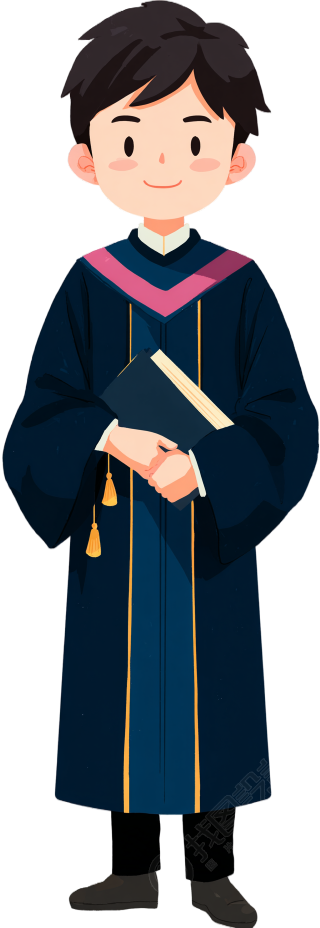 卡通男生毕业礼服插画