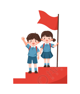 学生升旗仪式插画设计