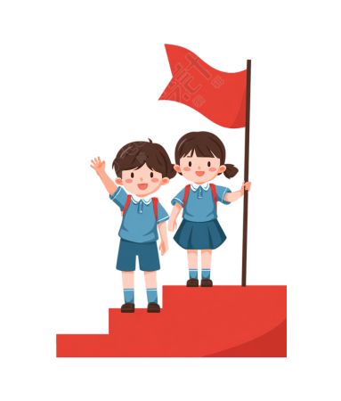 学生升旗仪式插画设计