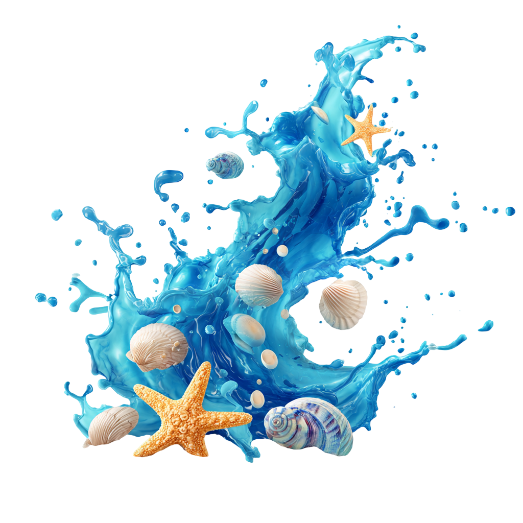 蓝色水花海洋生物元素