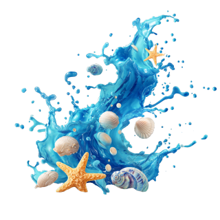 蓝色水花海洋生物元素