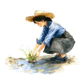 农民水彩风元素