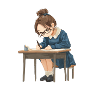 女孩考试卡通元素