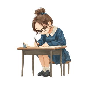 女孩考试卡通元素