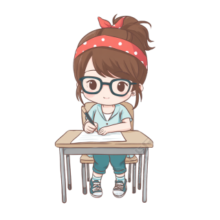 女孩考试透明背景插画