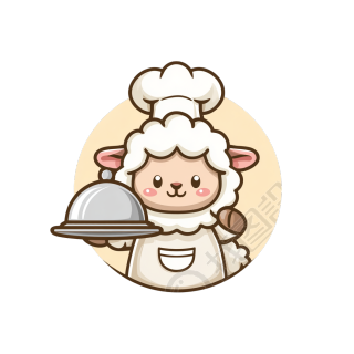 厨师绵羊logo插画