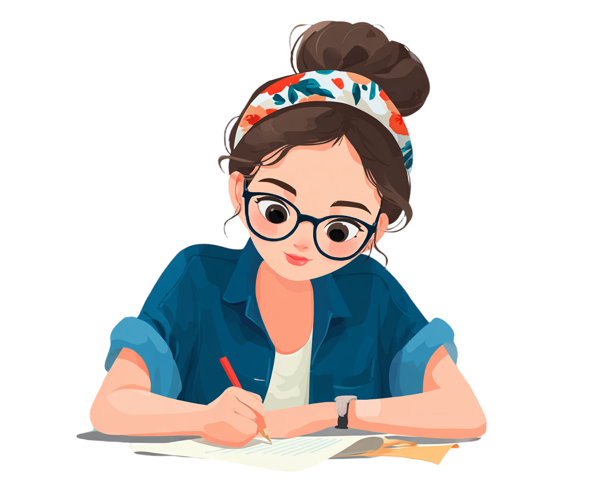 女孩考试PNG插图