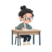 女孩考试透明背景插图