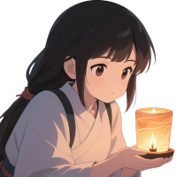 少女放河灯元素