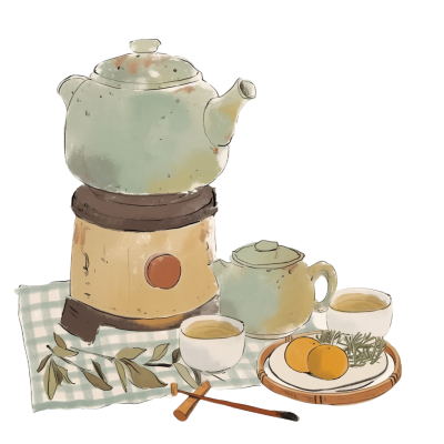中式茶壶唯美插图