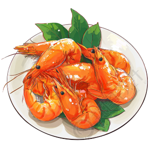 幼儿园食谱炸虾插画