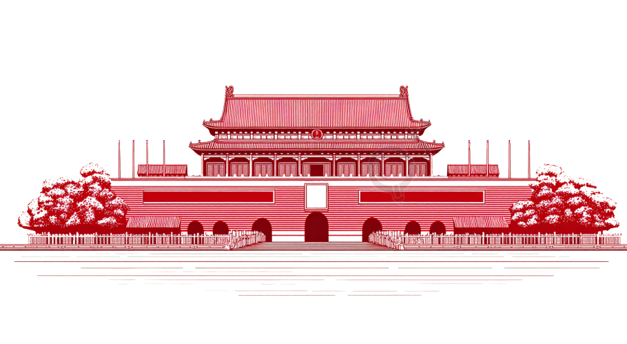 天安门红色简约元素