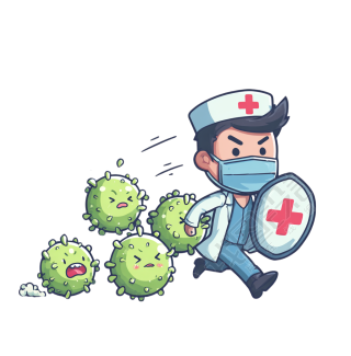 卡通医生和病毒素材