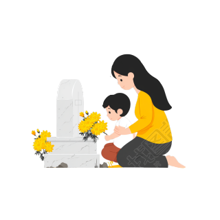 母子祭祖商用插图