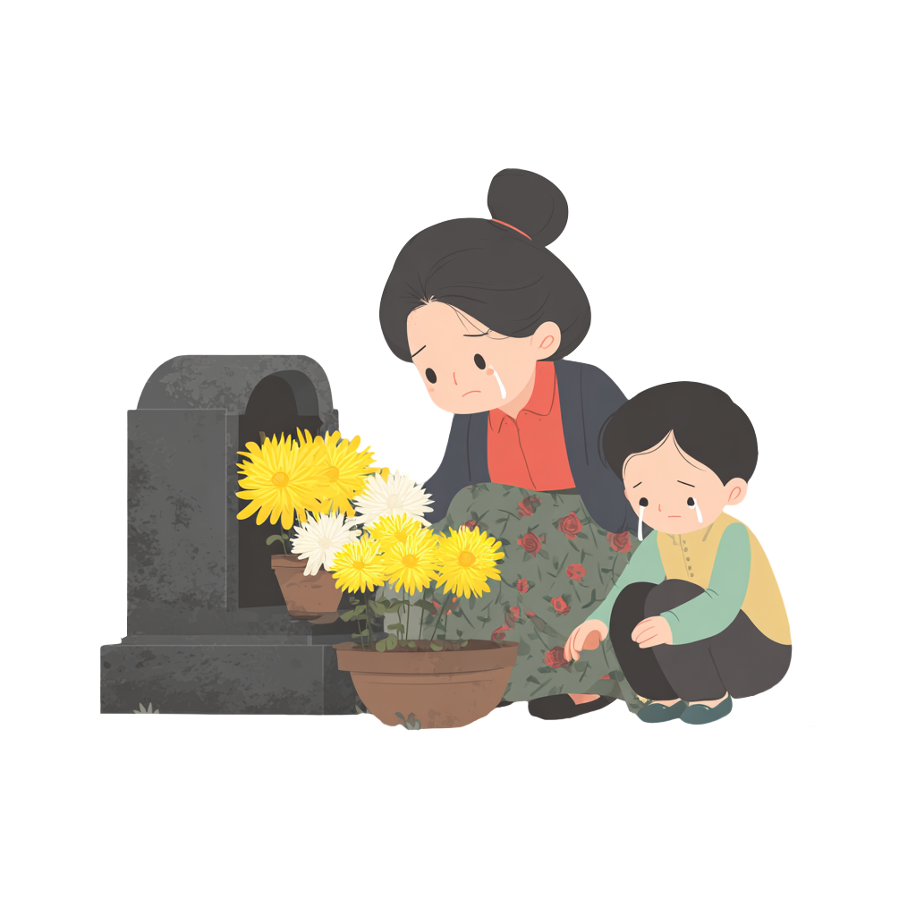 母子祭祖商用素材