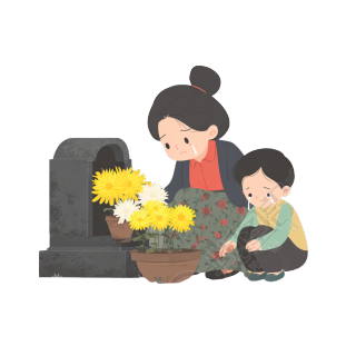 母子祭祖商用素材