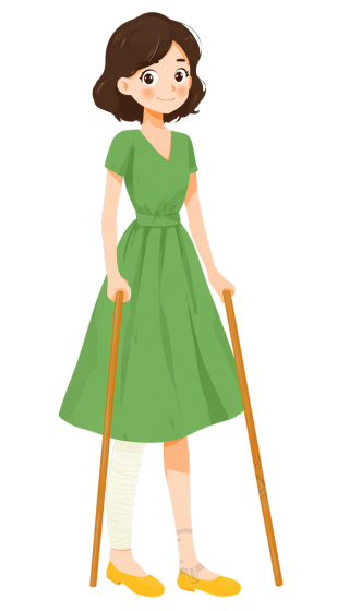 残疾人拐杖女孩素材