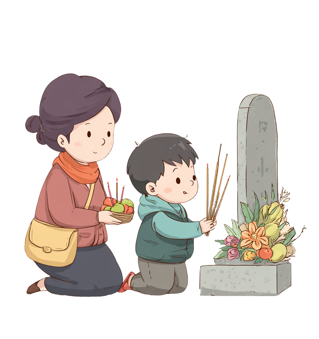 祭祖人物场景元素