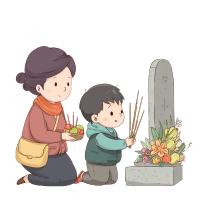 祭祖人物场景元素