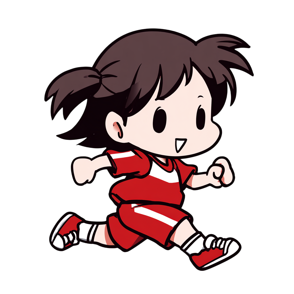 红衣女孩跑步PNG插图