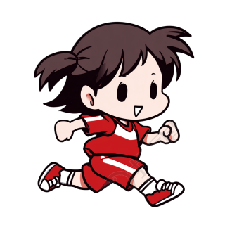 红衣女孩跑步PNG插图