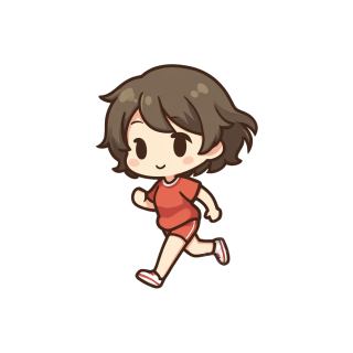 红衣女孩跑步PNG素材