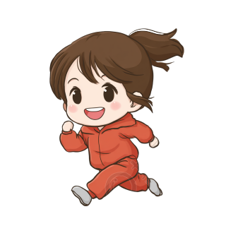 红衣女孩跑步PNG插画