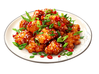 卡通午餐炸鸡块元素