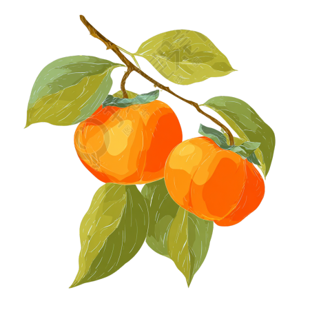 秋天柿子丰收插画