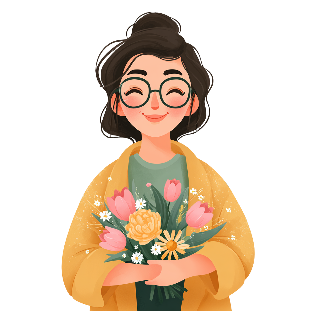 教师节赠送鲜花插画