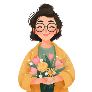 教师节赠送鲜花插画
