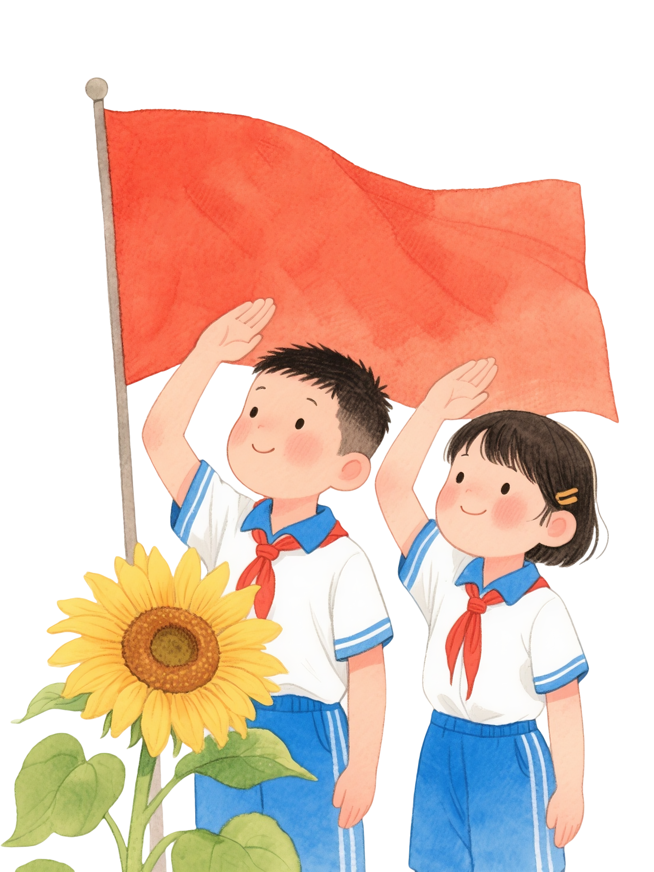 少先队敬礼卡通素材