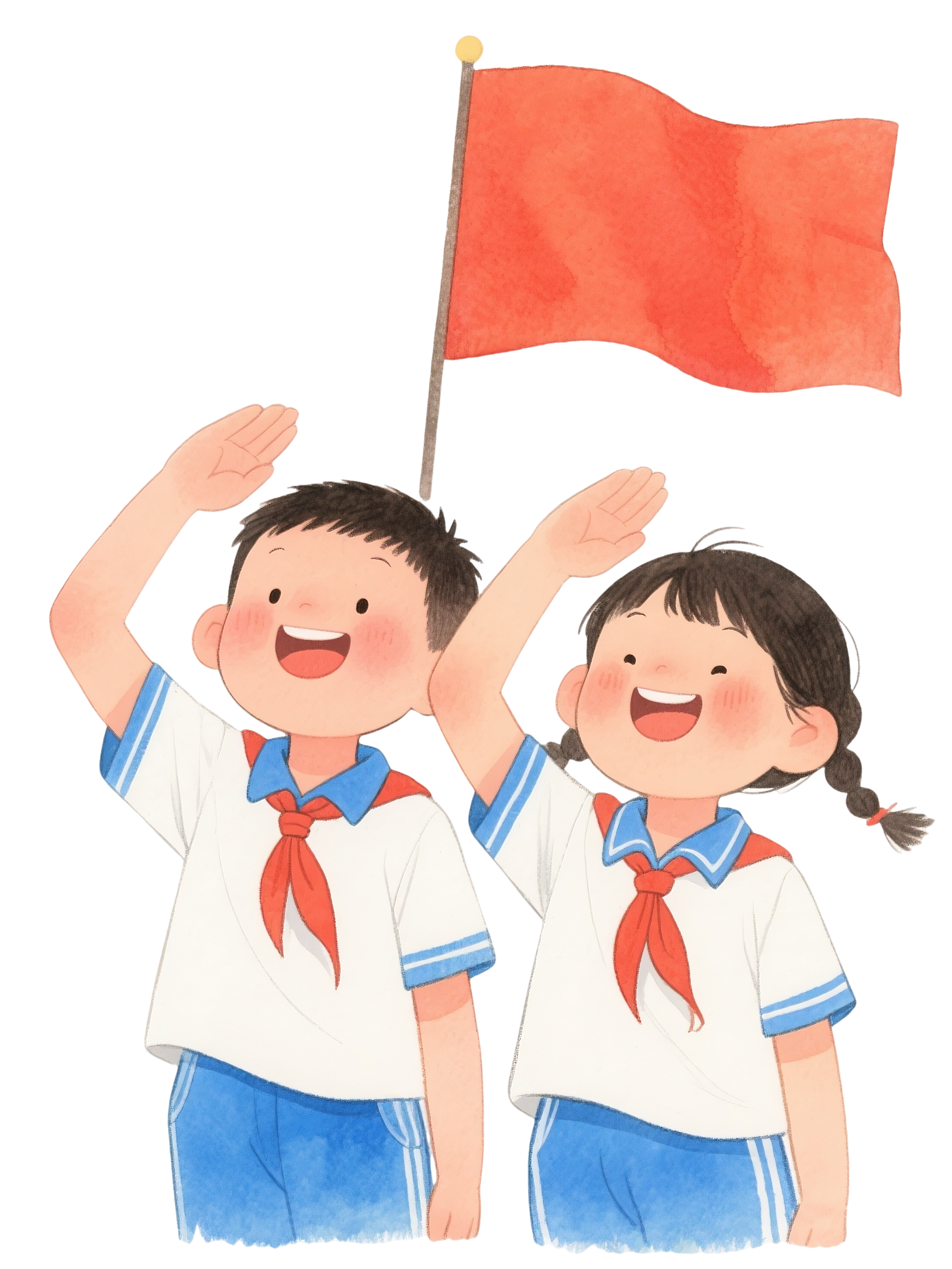 少先队敬礼卡通插画