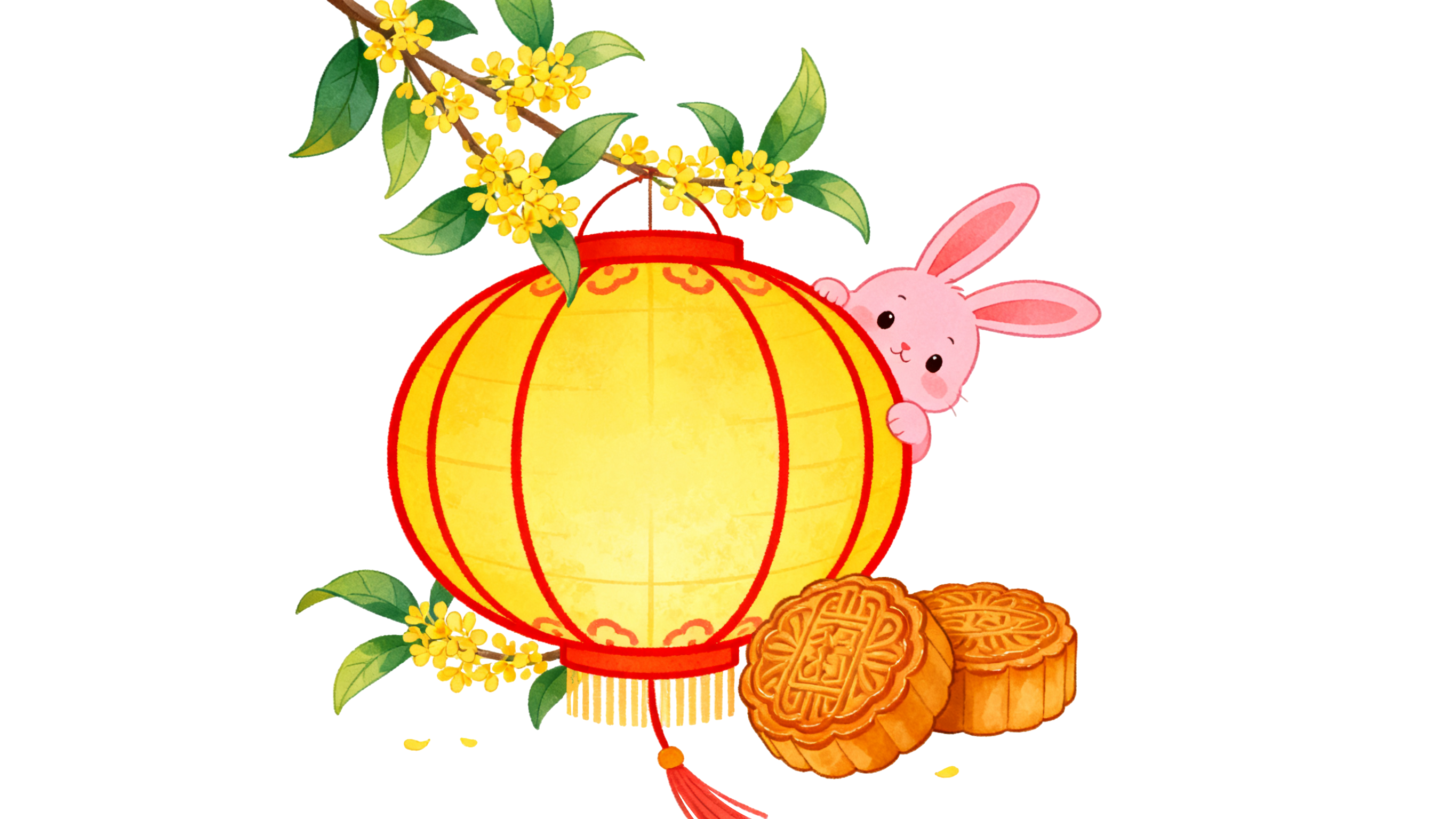 中秋节玉兔灯笼可商用插画