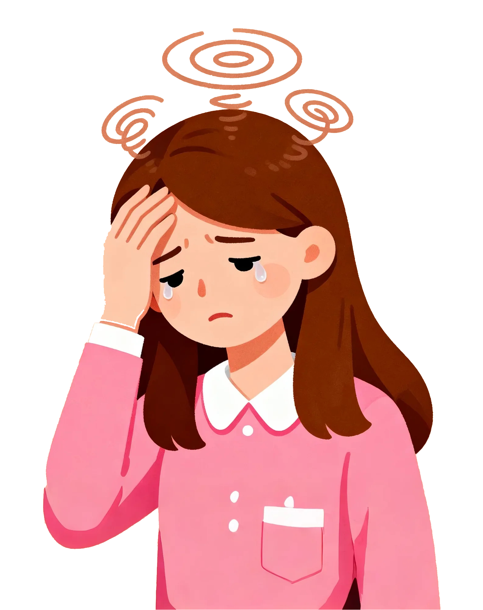 疲惫女生头晕医疗插画