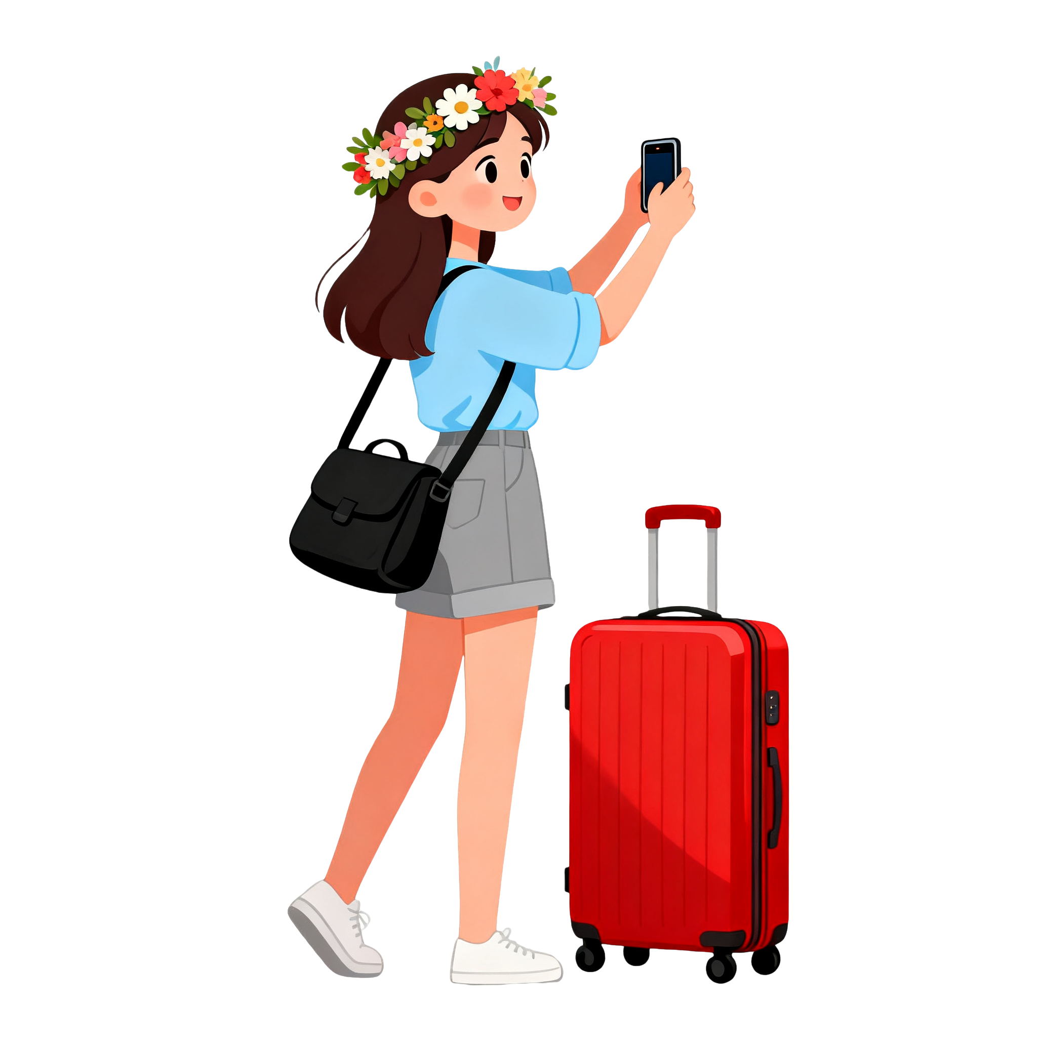 国庆节女孩旅行插图