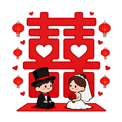 红色囍字高清插画