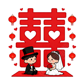 红色囍字高清插画