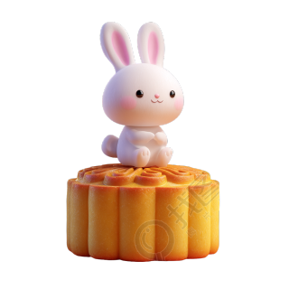 3D可爱玉兔插画