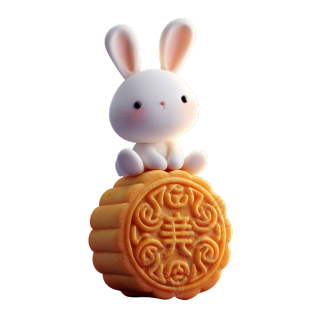 3D可爱玉兔插图