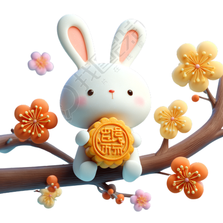 3D可爱玉兔元素