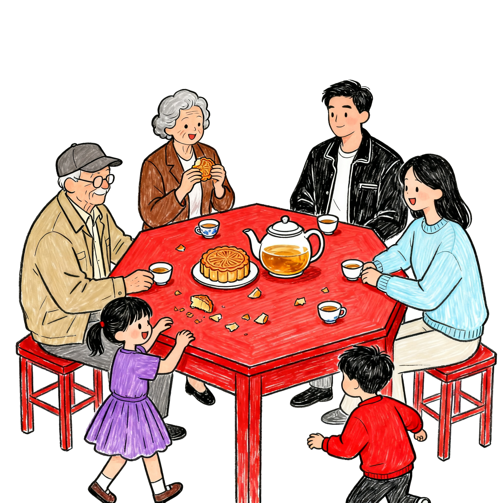 中秋家庭团聚素材