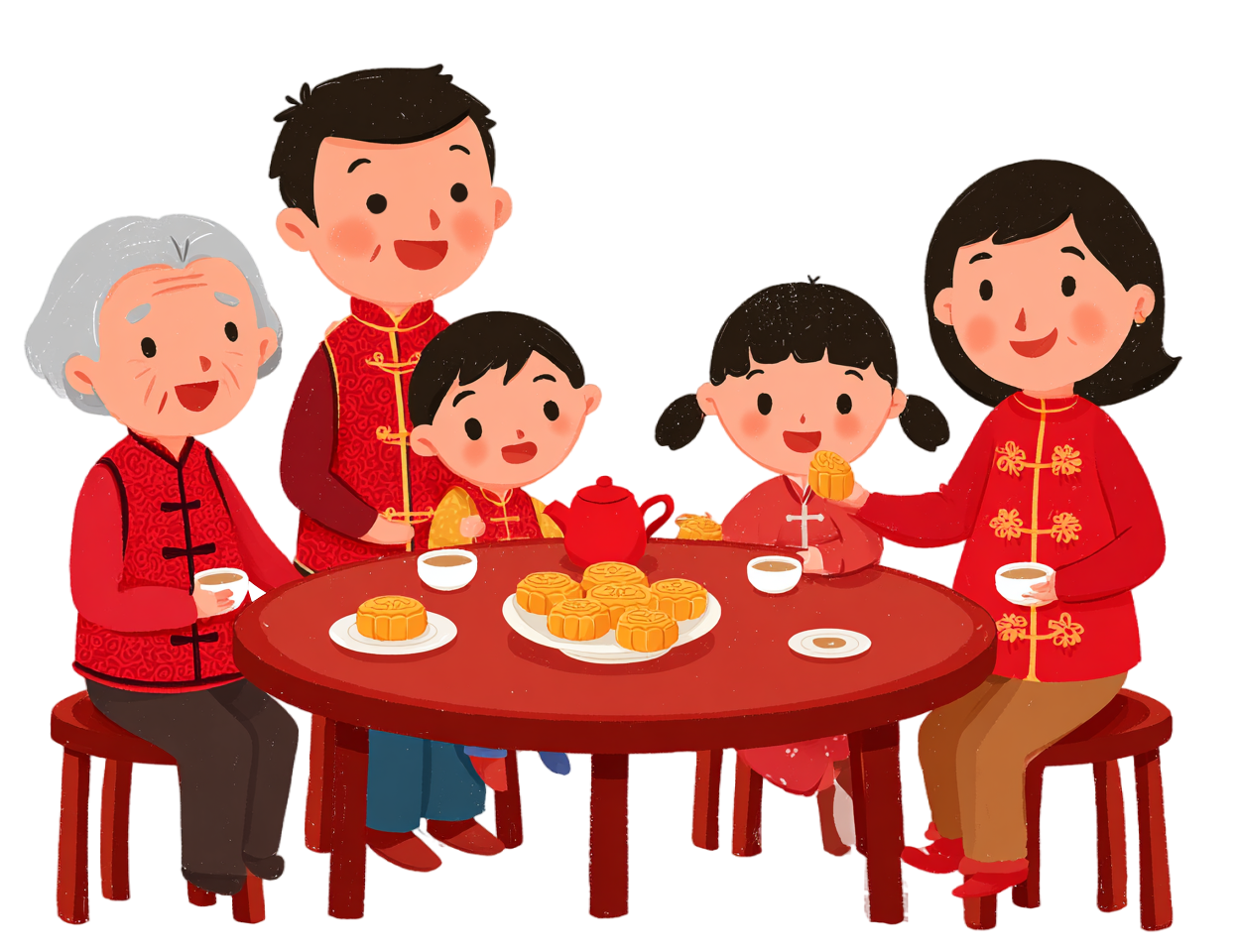 中秋节团圆赏月元素